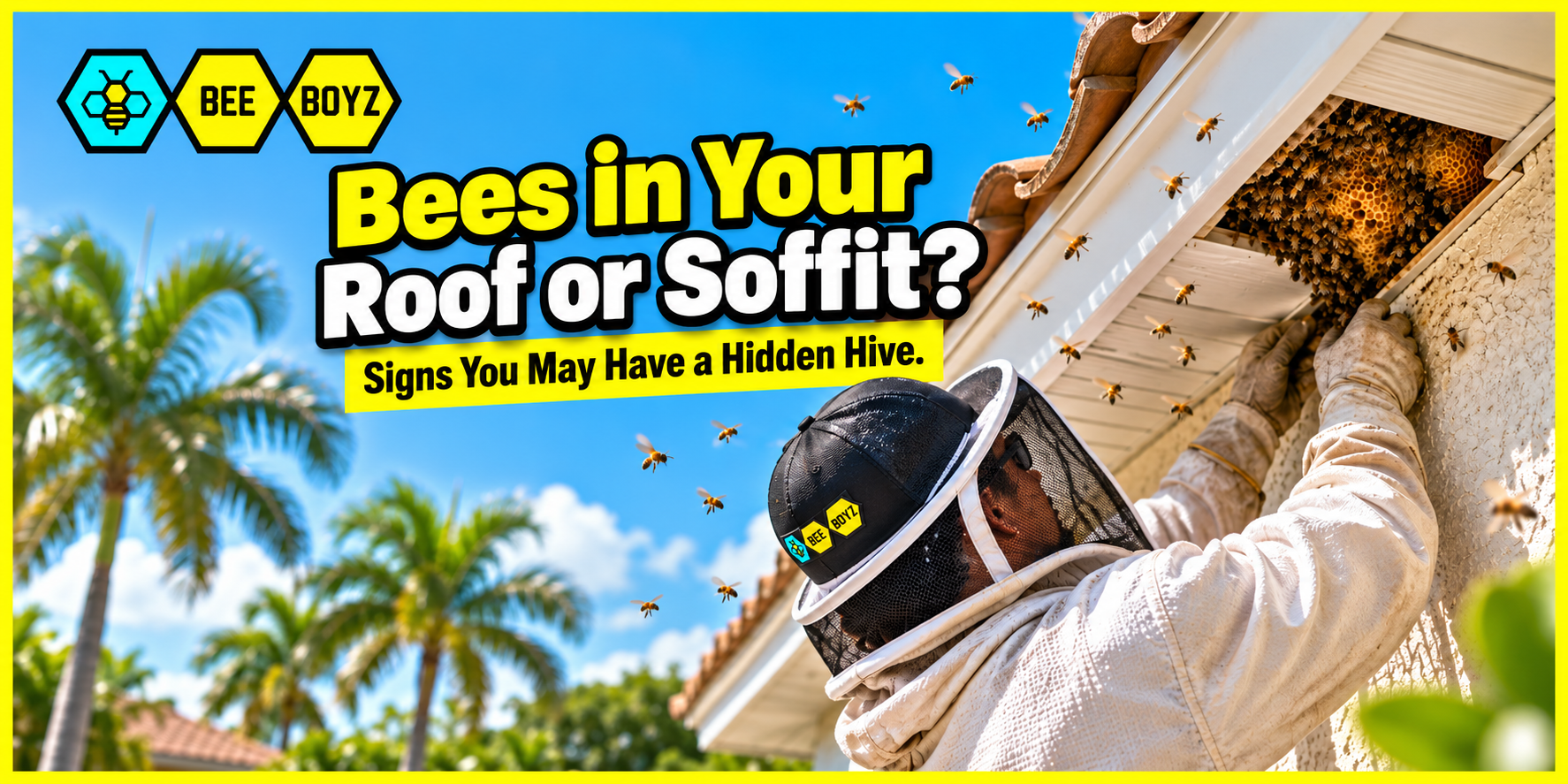 bees in soffit or roof